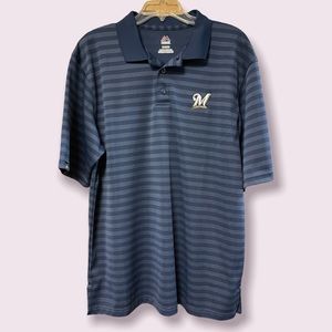 Majestic Men’s Milwaukee Brewer Compass Short Sleeve Navy Polo Shirt